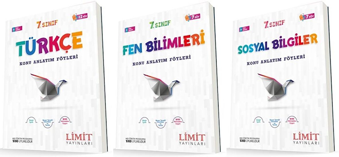 Limit 7. Sınıf Türkçe + Fen + Sosyal Konu Föyleri Seti 3 Kitap 2023