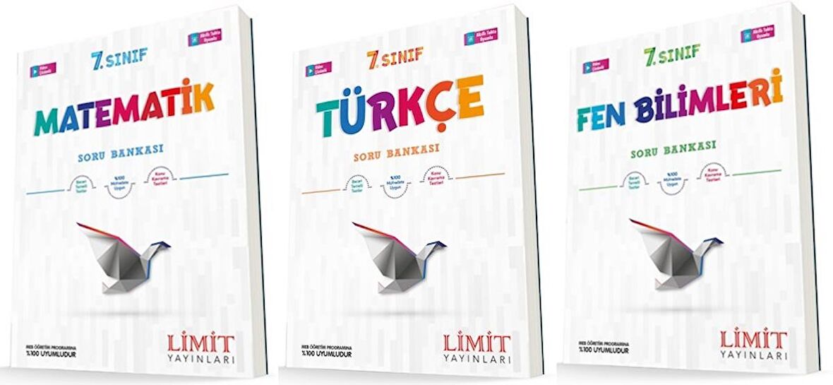 Limit 7. Sınıf Matematik + Türkçe + Fen Soru Bankası Seti 3 Kitap 2023