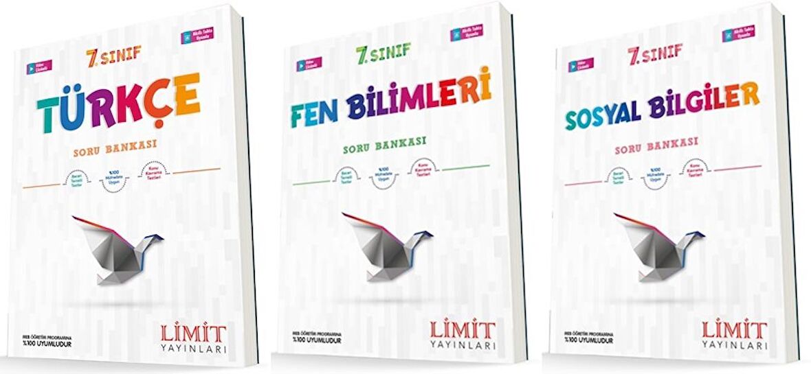 Limit 7. Sınıf Türkçe + Fen + Sosyal Soru Bankası Seti 3 Kitap 2023