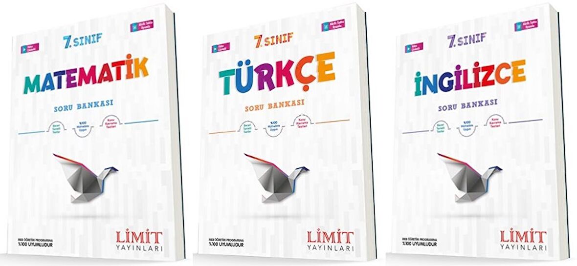 Limit 7. Sınıf Matematik + Türkçe + İngilizce Soru Seti 3 Kitap 2023