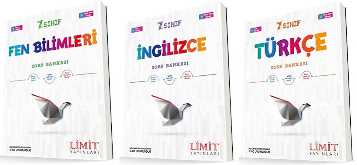 Limit 7. Sınıf Fen + Türkçe + İngilizce Soru Seti 3 Kitap 2023