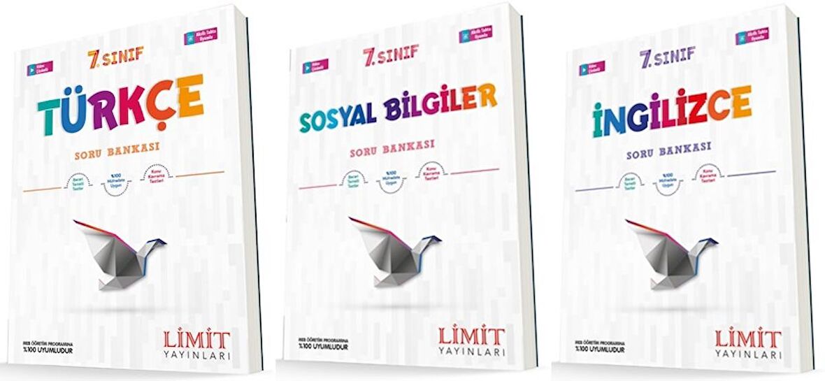 Limit 7. Sınıf Türkçe + Sosyal +İngilizce Soru Seti 3 Kitap 2023