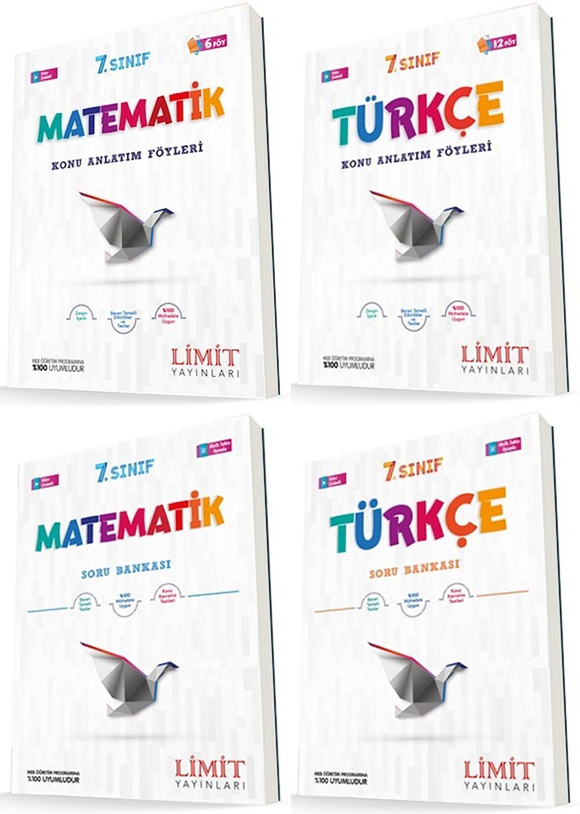 Limit 7. Sınıf Matematik + Türkçe Konu Föyleri + Soru Seti 4 Kitap 2023