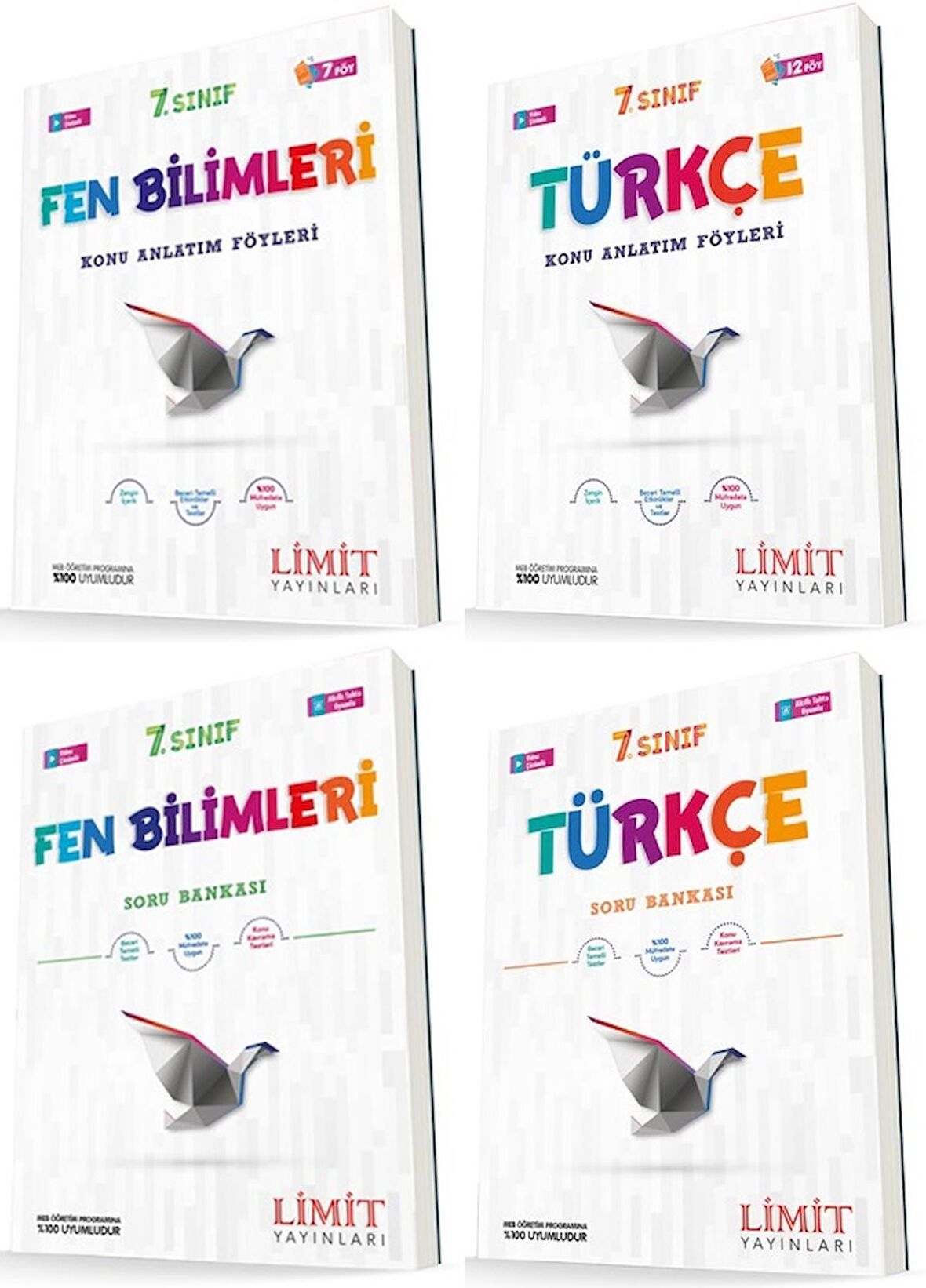 Limit 7. Sınıf Fen Bilimleri + Türkçe Konu Föyleri + Soru Seti 4 Kitap 2023