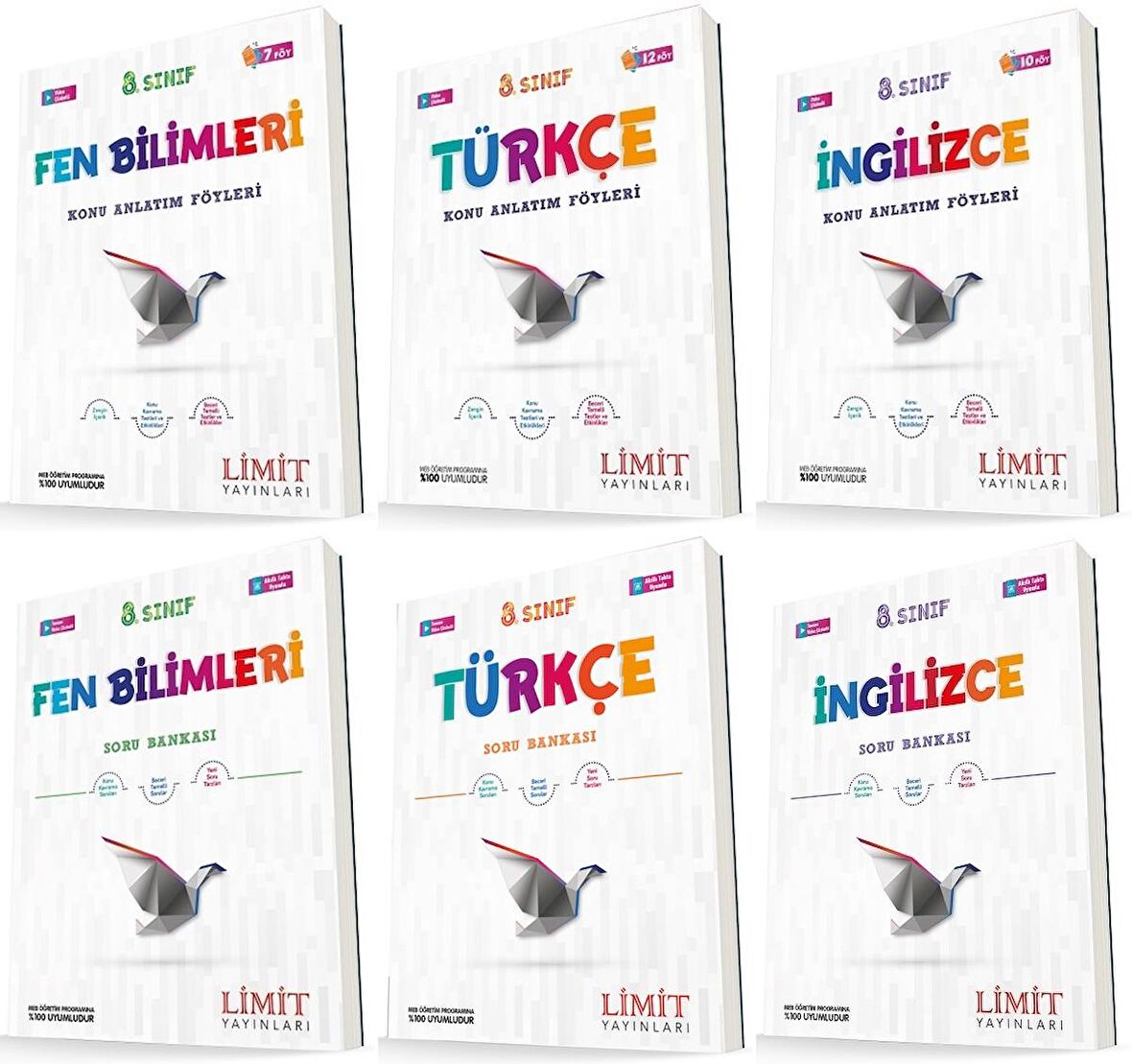 Limit 8. Sınıf Fen + Türkçe + İngilizce Konu Föyleri + Soru Seti 6 Kitap 2023