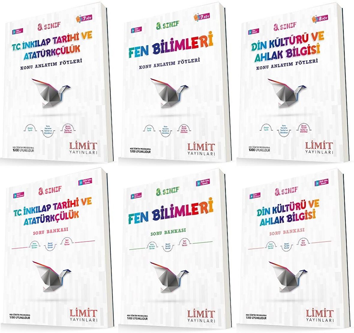 Limit 8. Sınıf İnkılap + Fen + Din Konu Föyleri + Soru Seti 6 Kitap 2023