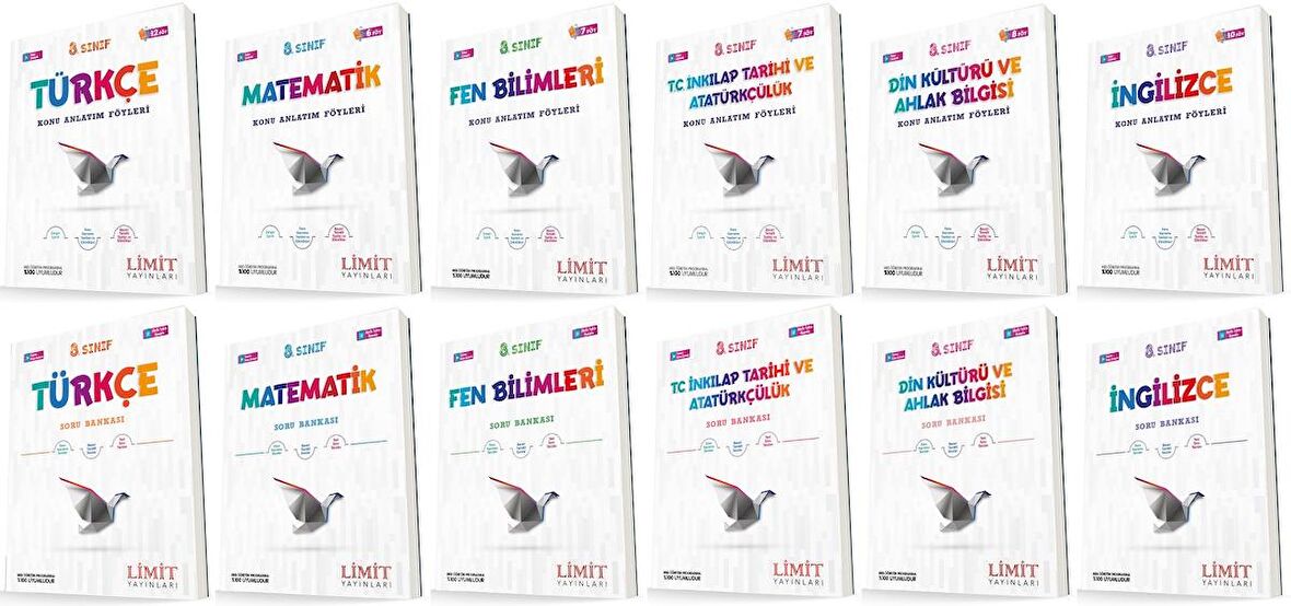 Limit 8. Sınıf Konu Anlatım Föyleri + Soru Seti Tam Set 12 Kitap 2023