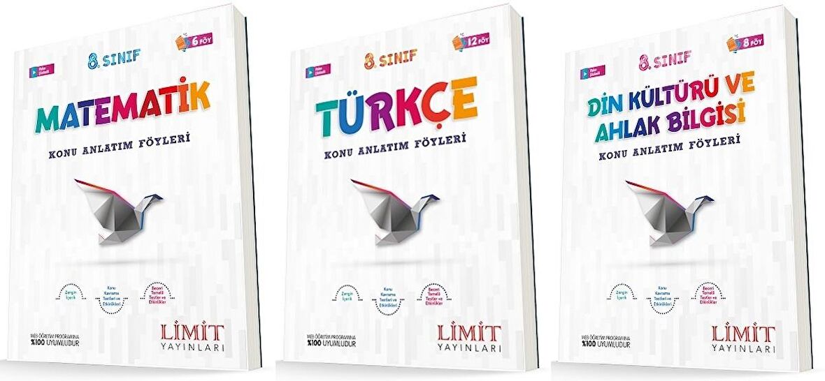 Limit 8. Sınıf Matematik + Türkçe + Din Konu Föyleri Seti 3 Kitap 2023