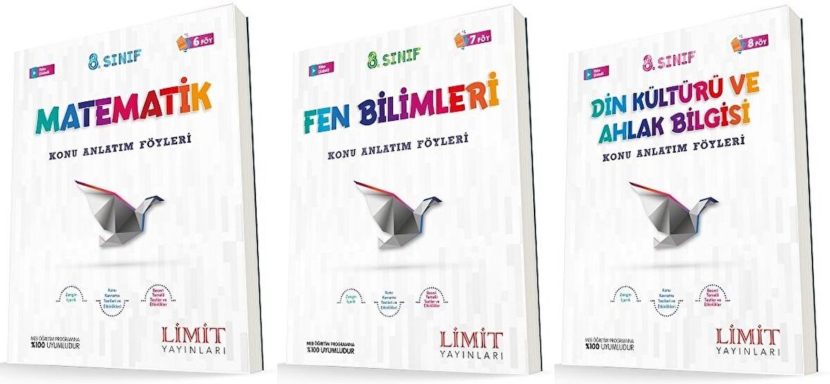 Limit 8. Sınıf Matematik + Fen + Din Konu Föyleri Seti 3 Kitap 2023