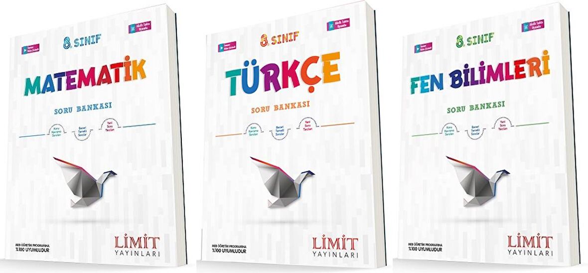 Limit 8. Sınıf Matematik + Türkçe + Fen Soru Seti 3 Kitap 2023
