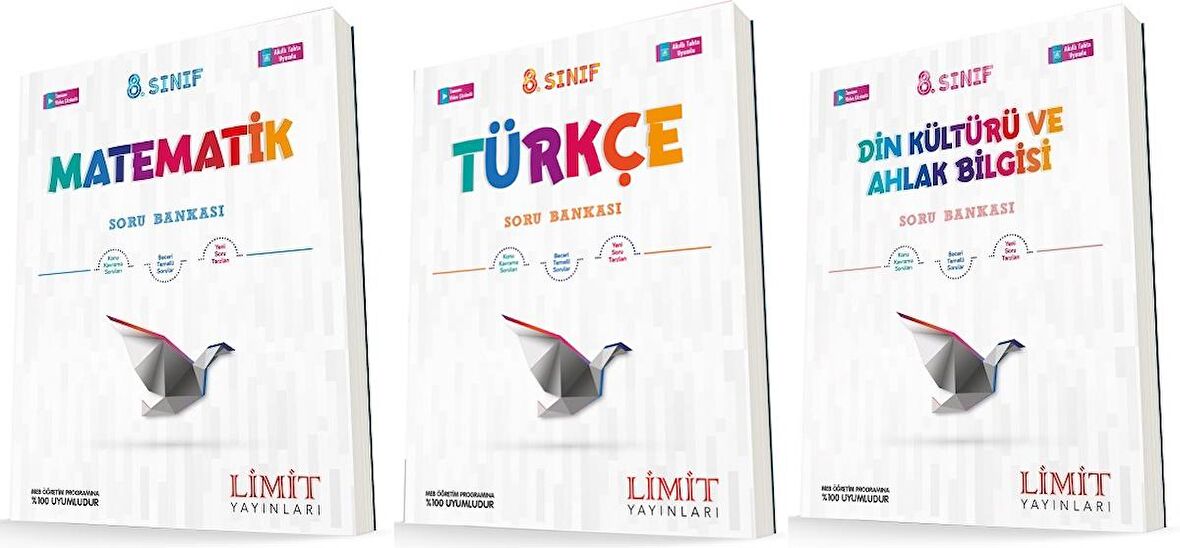 Limit 8. Sınıf Matematik + Türkçe + Din Soru Seti 3 Kitap 2023