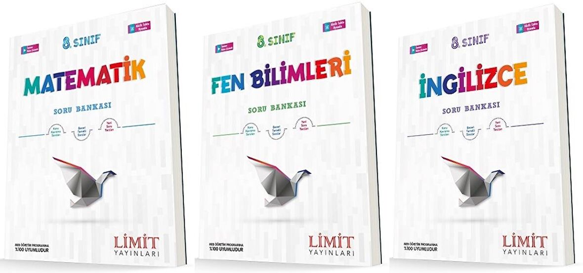 Limit 8. Sınıf Matematik + Fen + İngilizce Soru Seti 3 Kitap 2023