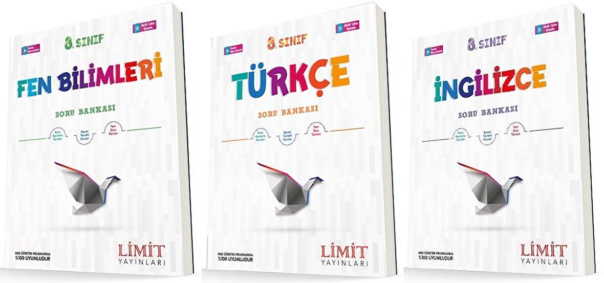 Limit 8. Sınıf Fen + Türkçe + İngilizce Soru Seti 3 Kitap 2023