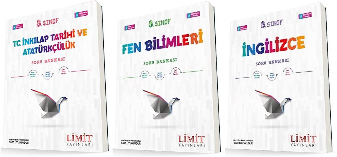 Limit 8. Sınıf İnkılap + Fen + İngilizce Soru Seti 3 Kitap 2023
