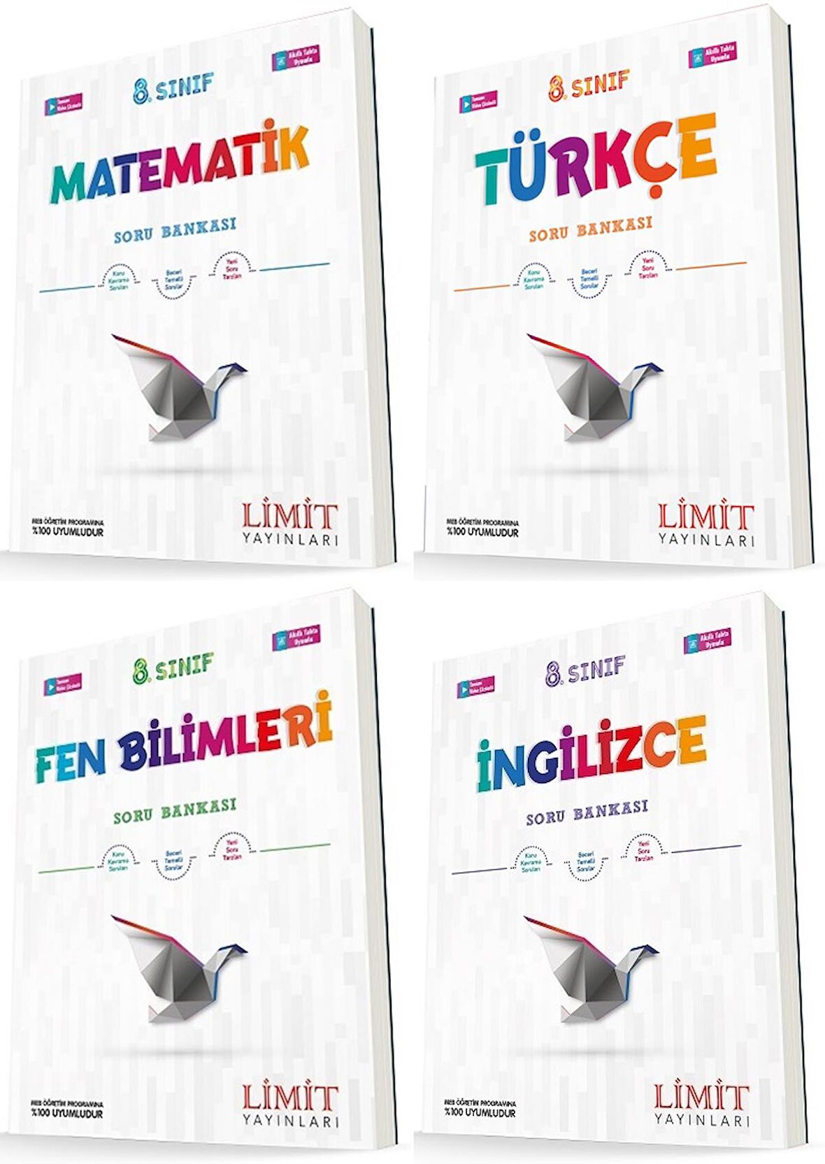 Limit 8. Sınıf Matematik + Türkçe + Fen + İngilizce Soru Seti 4 Kitap 2023