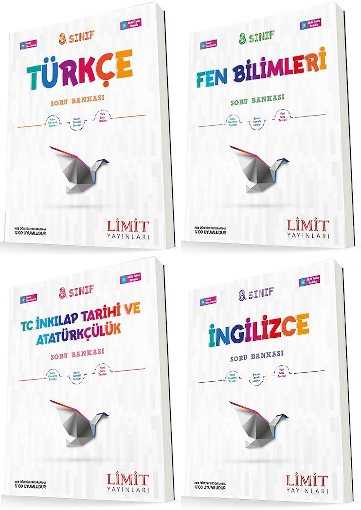 Limit 8. Sınıf Türkçe + Fen + İnkılap + İngilizce Soru Seti 4 Kitap 2023