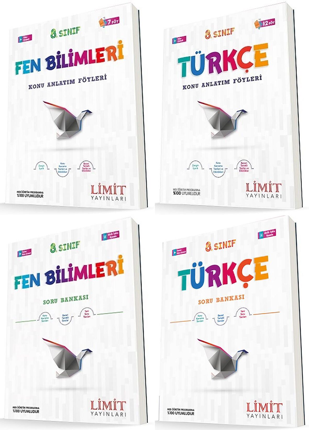Limit 8. Sınıf Fen Bilimleri + Türkçe Konu Föyleri + Soru Seti 4 Kitap 2023