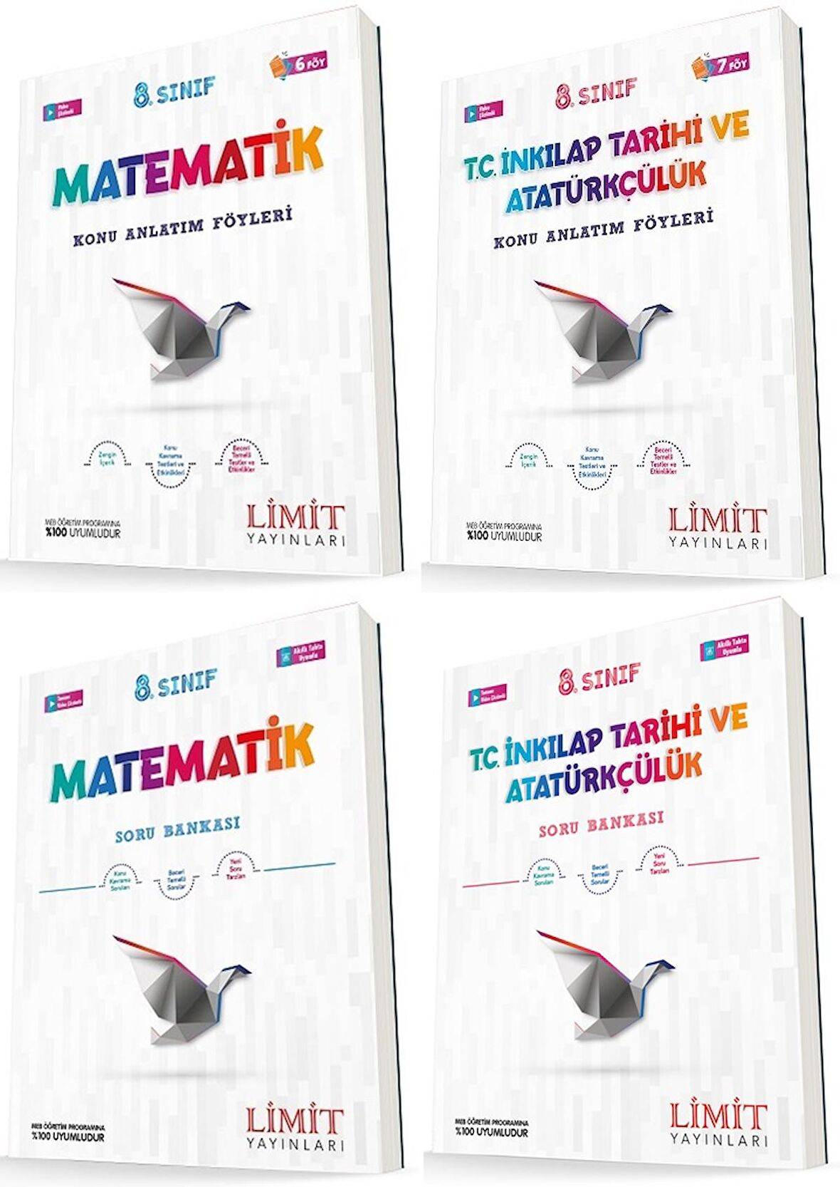 Limit 8. Sınıf Matematik + İnkılap Konu Föyleri + Soru Seti 4 Kitap 2023