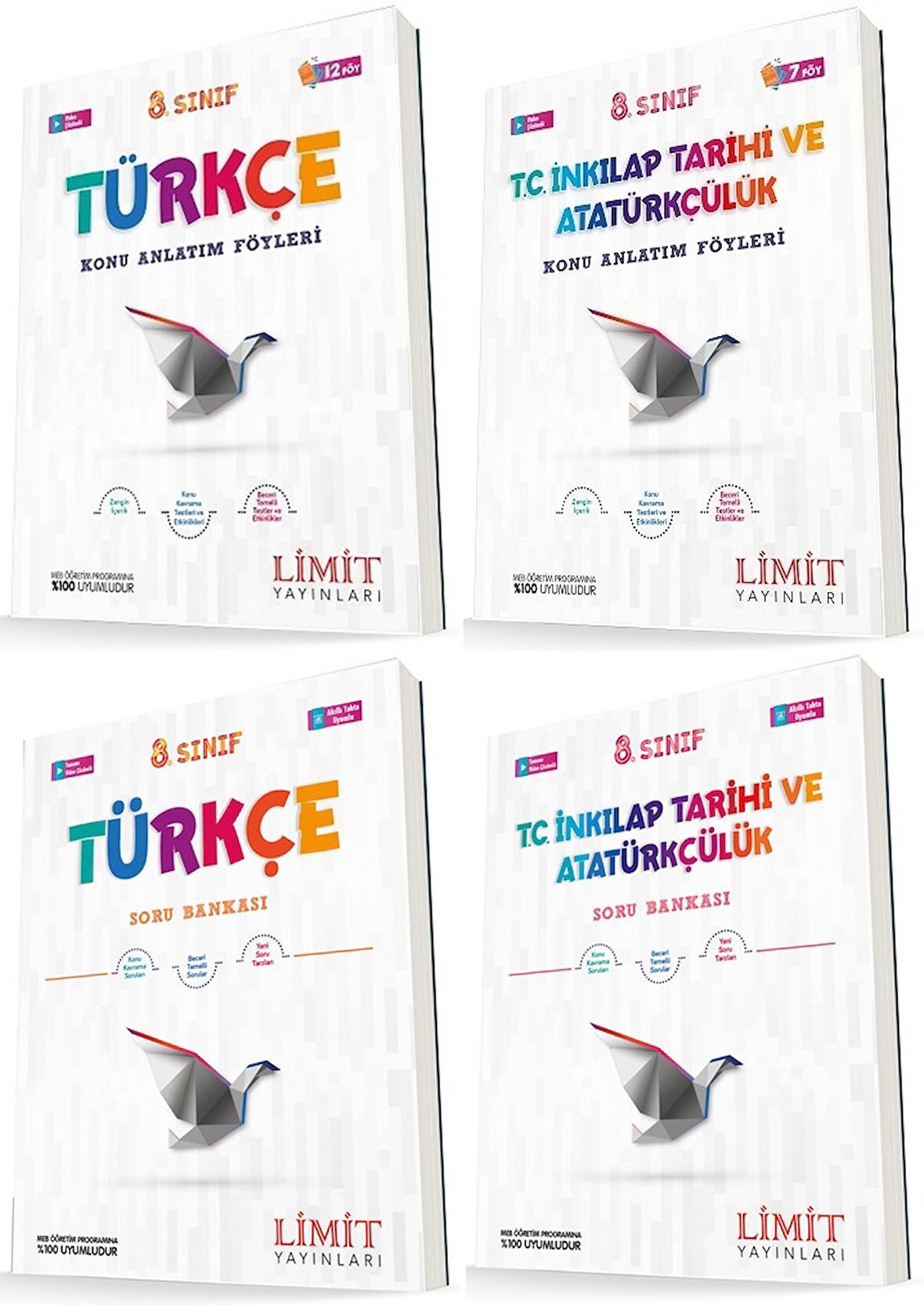 Limit 8. Sınıf Türkçe + İnkılap Konu Föyleri + Soru Seti 4 Kitap 2023