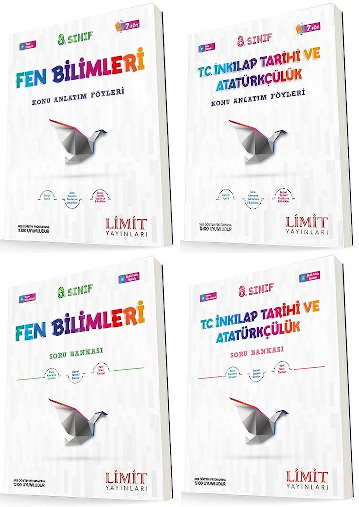 Limit 8. Sınıf Fen Bilimleri + İnkılap Konu Föyleri + Soru Seti 4 Kitap 2023