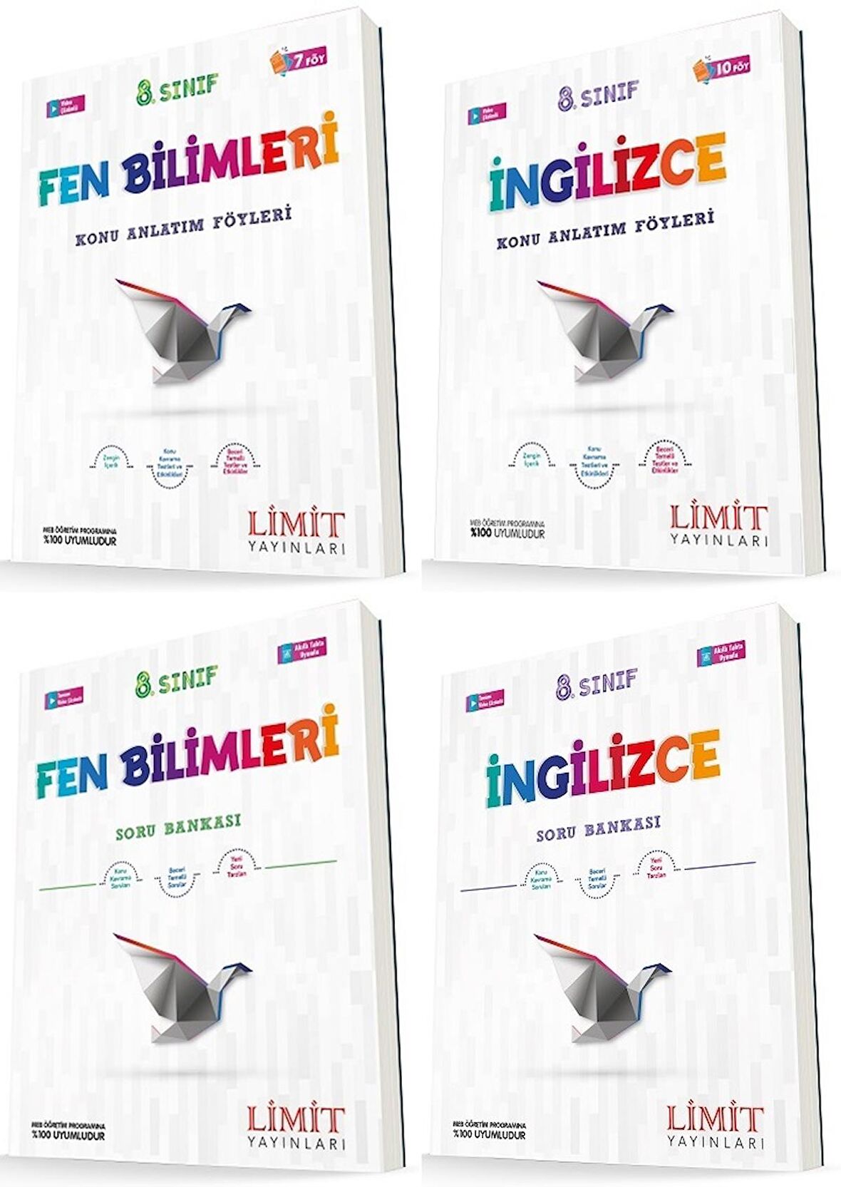 Limit 8. Sınıf Fen Bilimleri + İngilizce Konu Föyleri + Soru Seti 4 Kitap 2023
