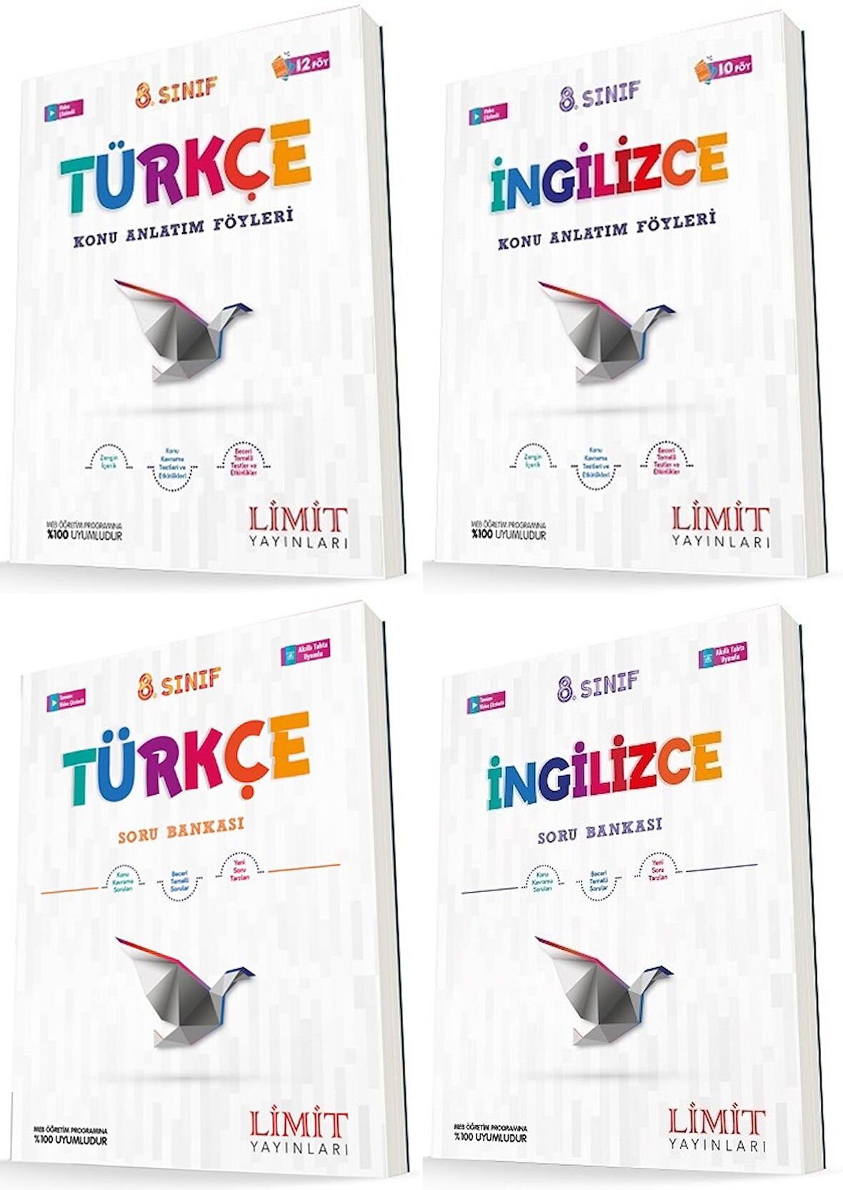 Limit 8. Sınıf Türkçe + İngilizce Konu Föyleri + Soru Seti 4 Kitap 2023
