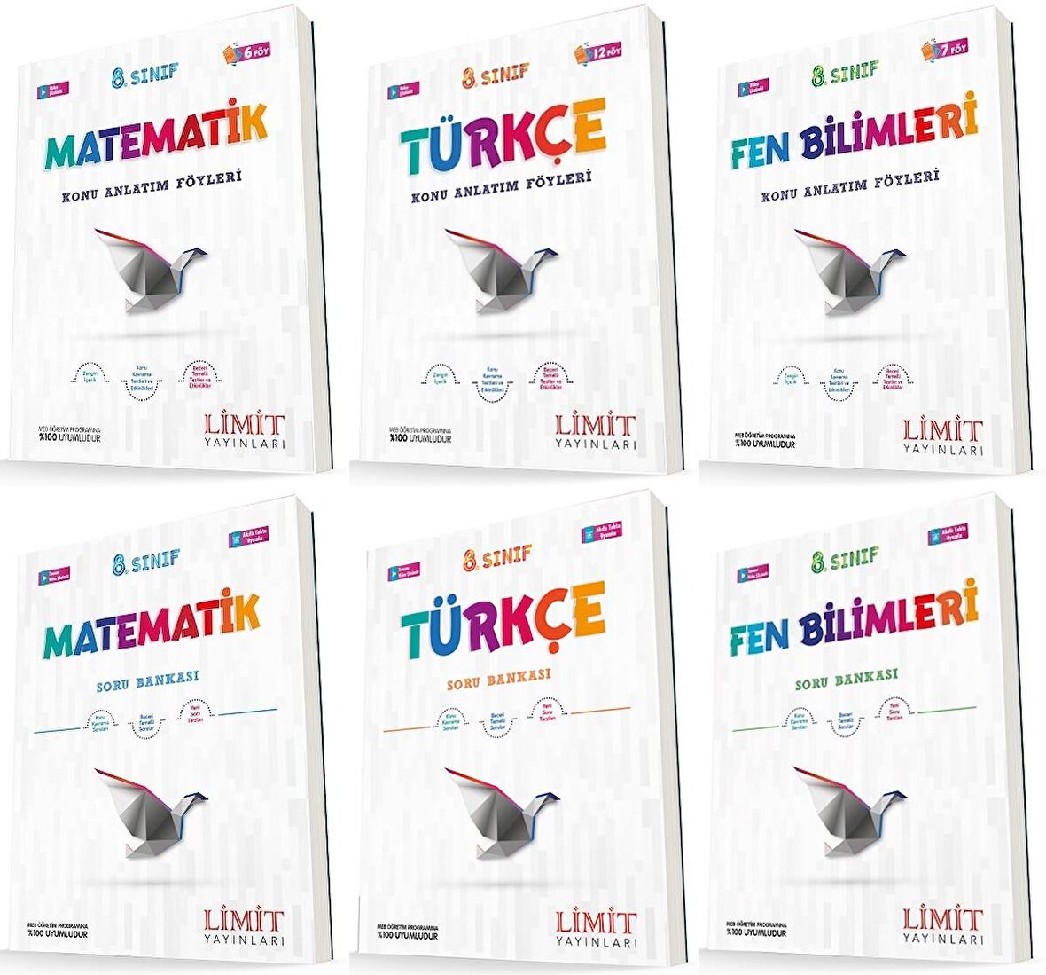 Limit 8. Sınıf Matematik + Türkçe + Fen Konu Föyleri + Soru Seti 6 Kitap 2023