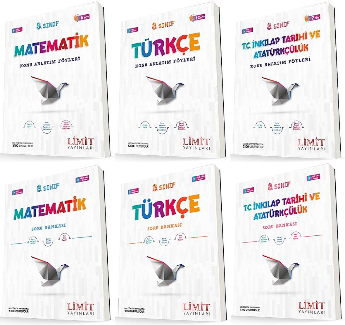 Limit 8. Sınıf Matematik + Türkçe + İnkılap Konu Föyleri + Soru Seti 6 Kitap 2023