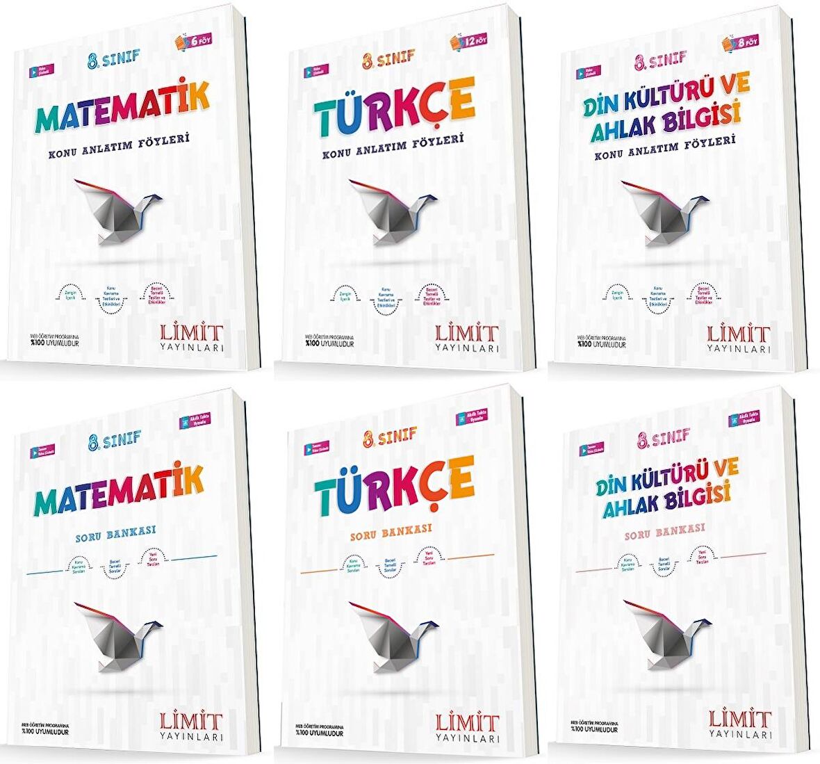 Limit 8. Sınıf Matematik + Türkçe + Din Konu Föyleri + Soru Seti 6 Kitap 2023