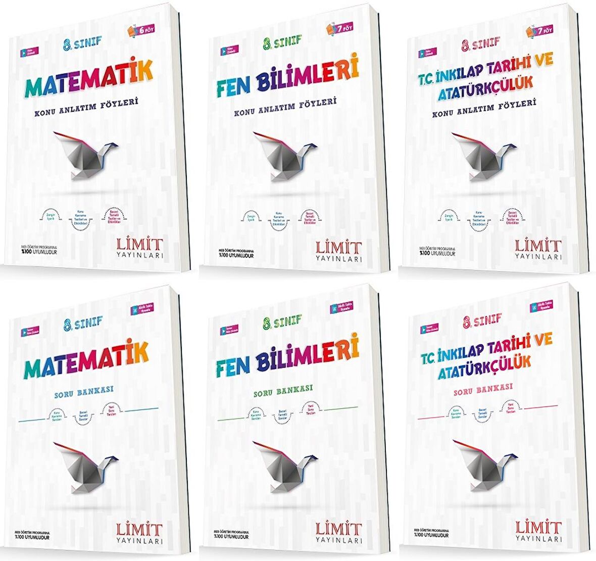 Limit 8. Sınıf Matematik + Fen + İnkılap Konu Föyleri + Soru Seti 6 Kitap 2023