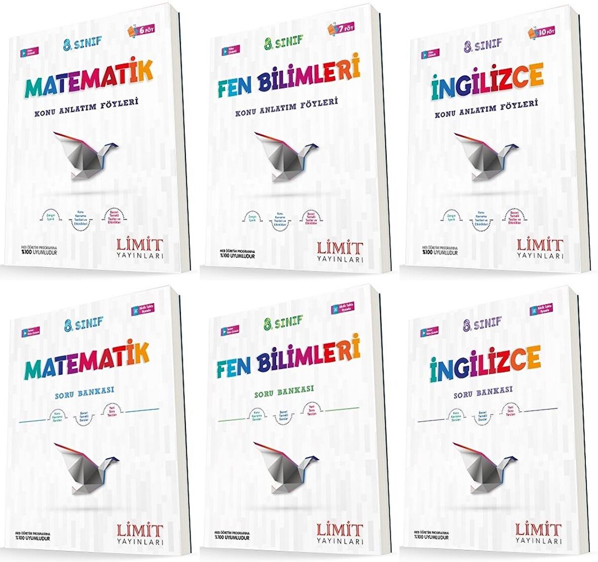 Limit 8. Sınıf Matematik + Fen + İngilizce Konu Föyleri + Soru Seti 6 Kitap 2023