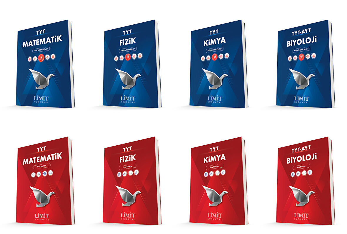 Limit Kurumsal Tyt Matematik + Fizik + Kimya + Biyoloji Konu Anlatım Föyleri + Soru Seti 8 Kitap