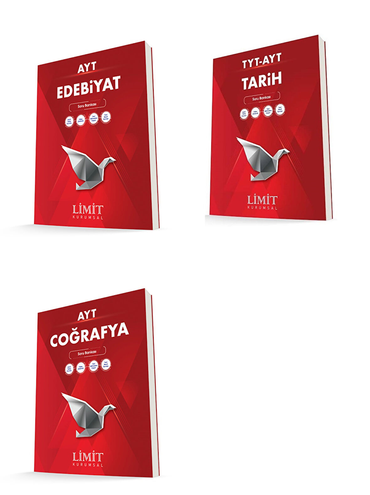 Limit Kurumsal Ayt Edebiyat + Tarih + Coğrafya Soru Bankası Seti 3 Kitap