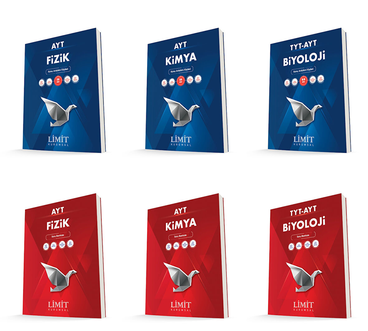 Limit Kurumsal Ayt Fizik + Kimya + Biyoloji Konu Anlatım Föyleri + Soru Seti 6 Kitap
