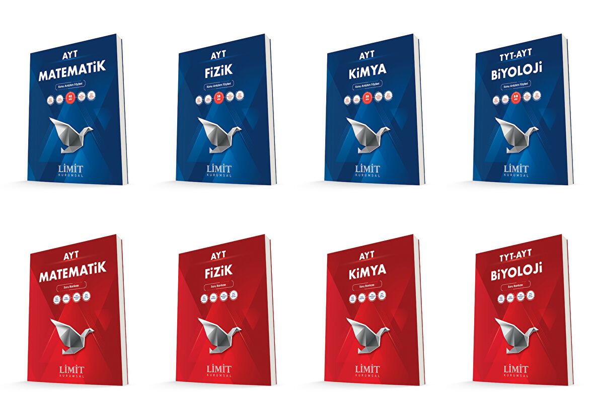 Limit Kurumsal Ayt Matematik + Fizik + Kimya + Biyoloji Konu Anlatım Föyleri + Soru Seti 8 Kitap