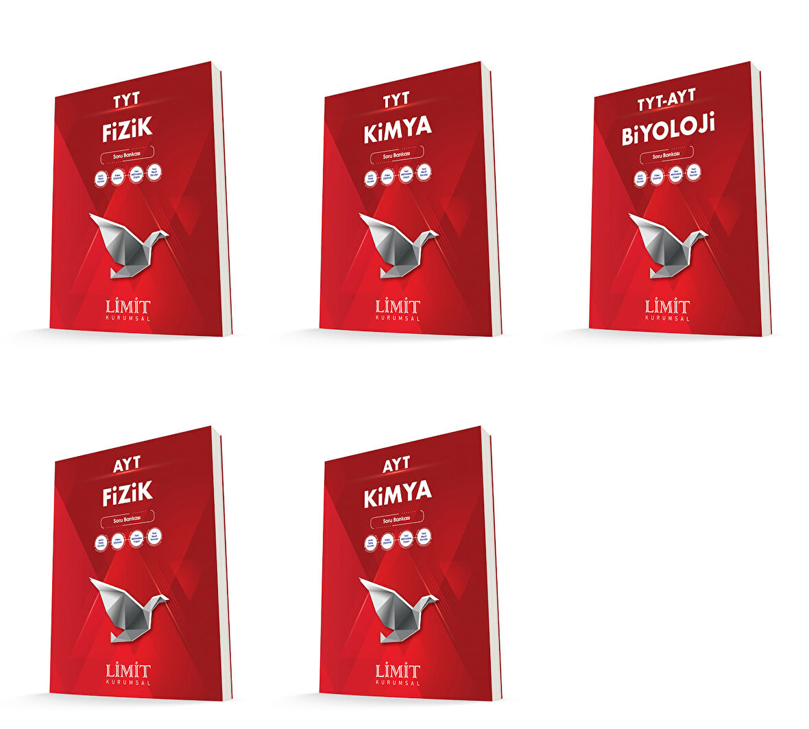 Limit Kurumsal Tyt Ayt Fizik + Kimya + Biyoloji Soru Bankası Seti 5 Kitap