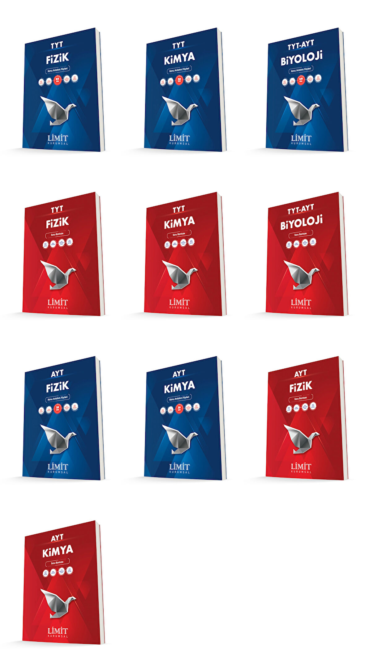 Limit Kurumsal Tyt Ayt Fizik + Kimya + Biyoloji Konu Anlatım Föyleri + Soru Seti 10 Kitap