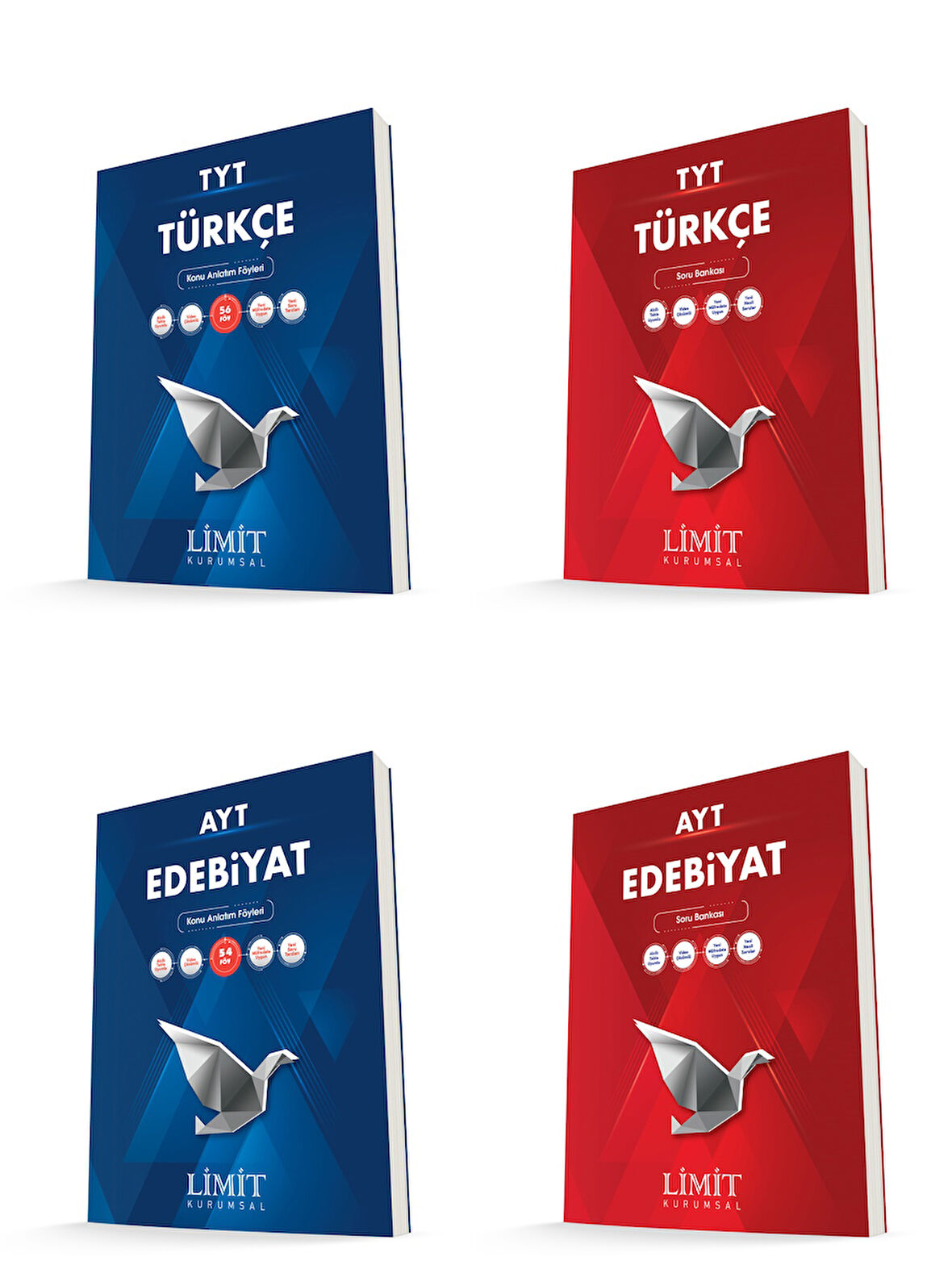 Limit Kurumsal Tyt Türkçe + Ayt Edebiyat Konu + Soru Bankası Seti 4 Kitap