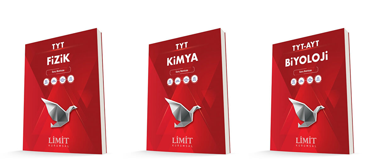 Limit Kurumsal Tyt Fizik + Kimya + Biyoloji Soru Bankası Seti 3 Kitap
