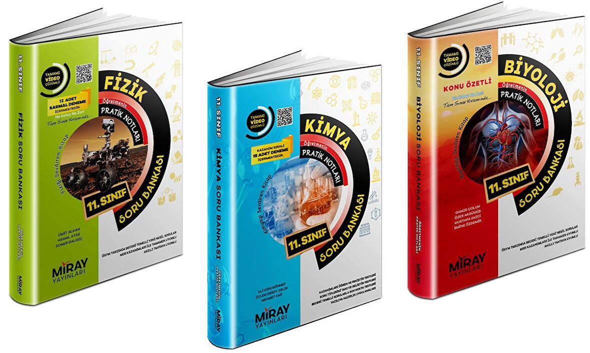 Miray 11. Sınıf Fizik + Kimya + Biyoloji Soru Seti 3 Kitap 2023