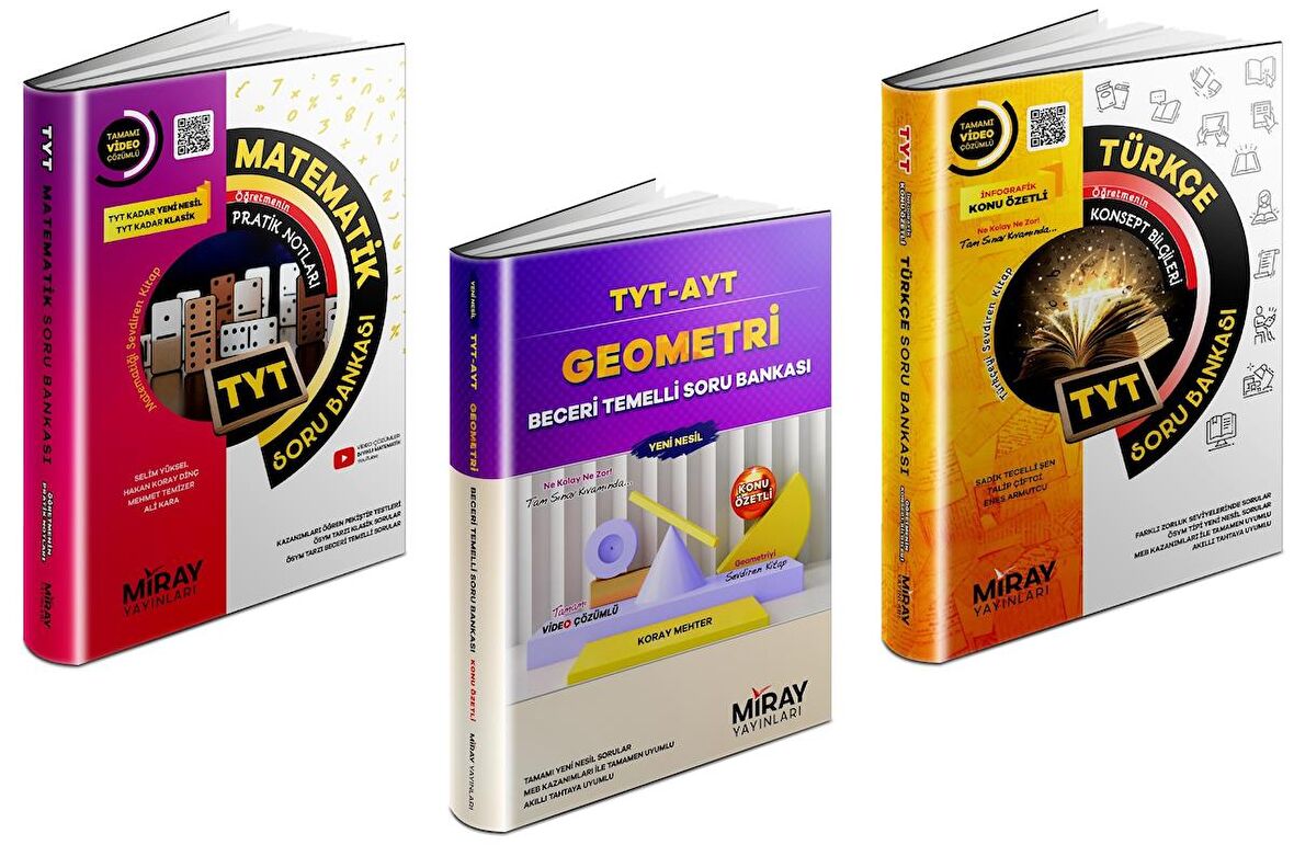 Miray Tyt Matematik + Geometri + Türkçe Soru Bankası Seti 3 Kitap 2023
