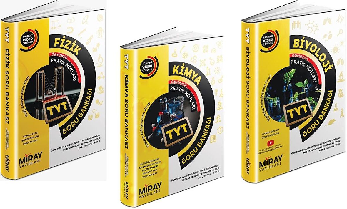 Miray Tyt Fizik + Kimya + Biyoloji Soru Bankası Seti 3 Kitap 2023