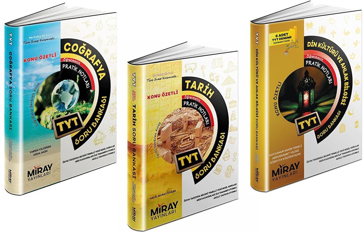 Miray Tyt Tarih + Coğrafya + Din Soru Bankası Seti 3 Kitap 2023