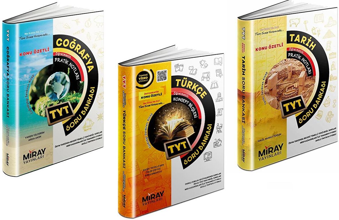 Miray Tyt Türkçe + Tarih + Coğrafya Soru Bankası Seti 3 Kitap 2023