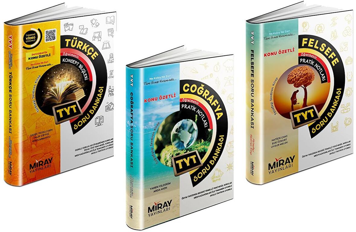 Miray Tyt Türkçe + Felsefe + Coğrafya Soru Bankası Seti 3 Kitap 2023