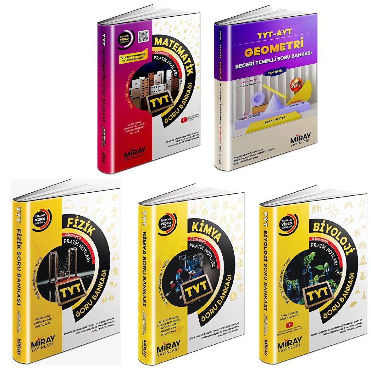 Miray Tyt Matematik + Geometri + Fizik + Kimya + Biyoloji Soru Seti 5 Kitap 2023