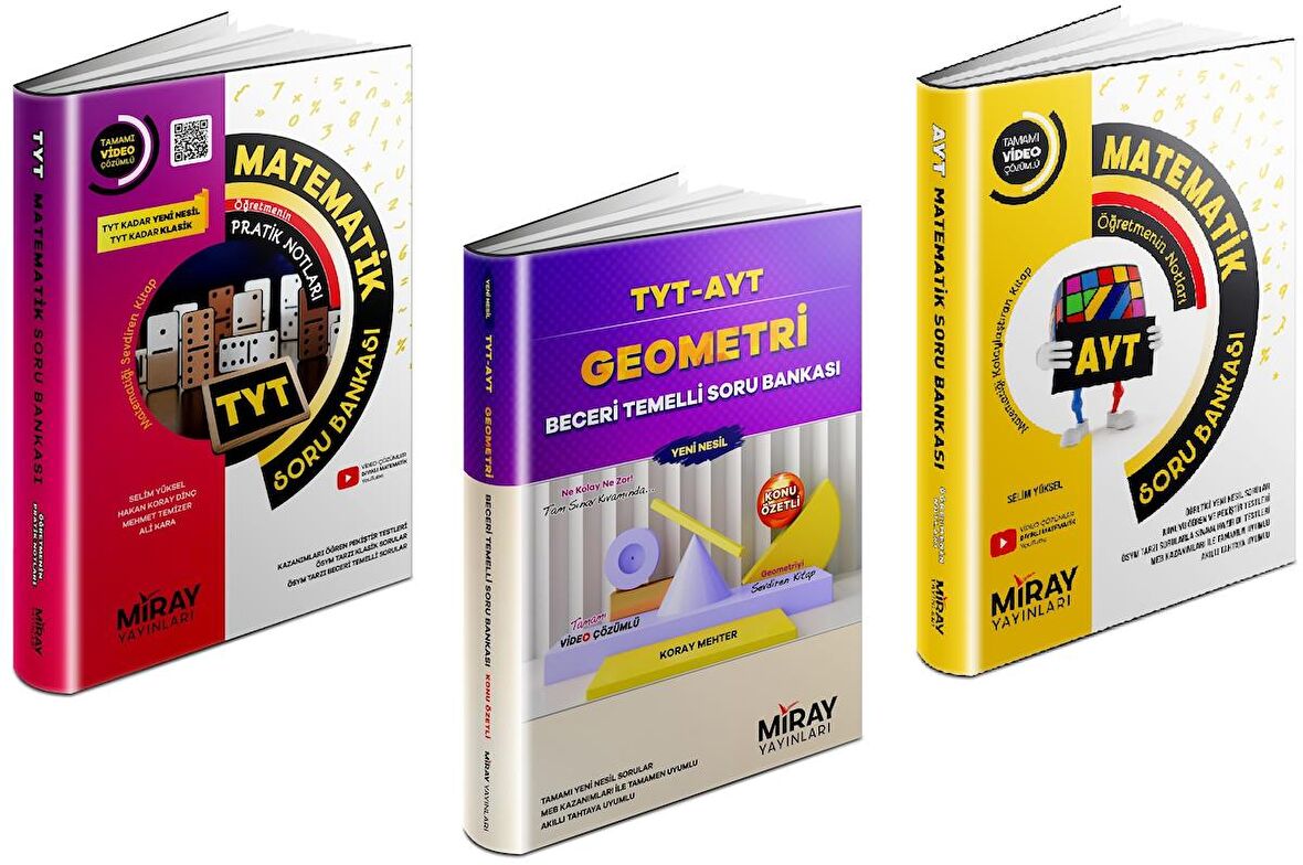Miray Tyt Ayt Matematik + Geometri Soru Bankası Seti 3 Kitap 2023