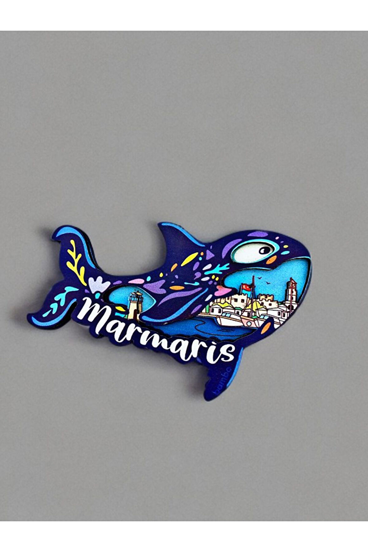 MARMARİS Temalı Magnet Ahşap Lazer Kesim 3 Boyutlu Buzdolabı Süsü