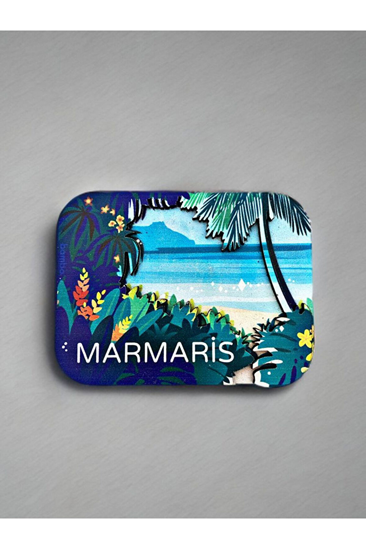MARMARİS Temalı Magnet Ahşap Lazer Kesim 3 Boyutlu Buzdolabı Süsü