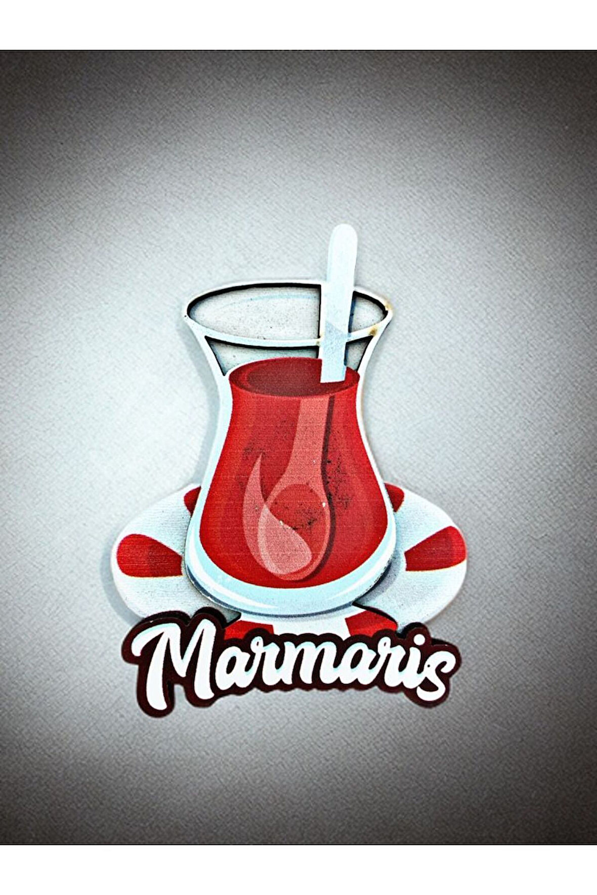 MARMARİS Temalı Magnet Ahşap Lazer Kesim 3 Boyutlu Buzdolabı Süsü